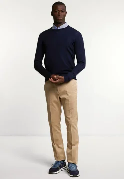 Clearance River Woods Custom fit basic merinotrui ronde hals navy -