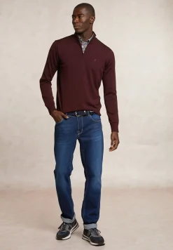 Discount River Woods Custom fit basic merinotrui halve rits porto mix -