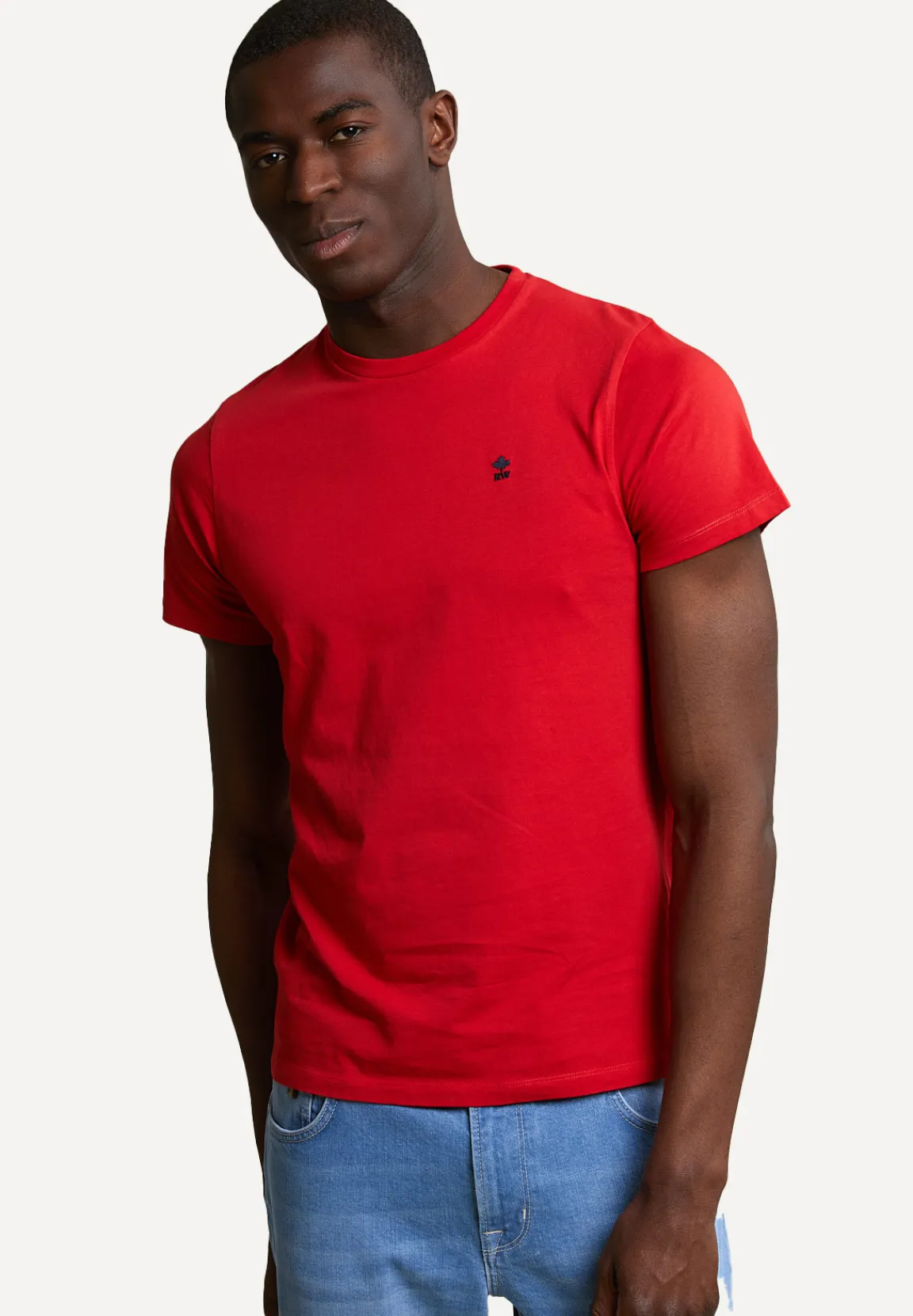 Discount River Woods Custom fit basic pima katoen T-shirt ronde hals harvard red -
