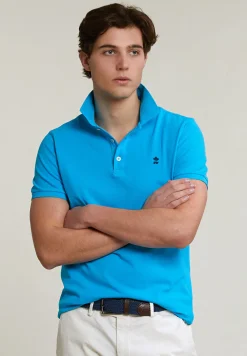 Sale River Woods Custom fit basic pima katoen polo electric blue -