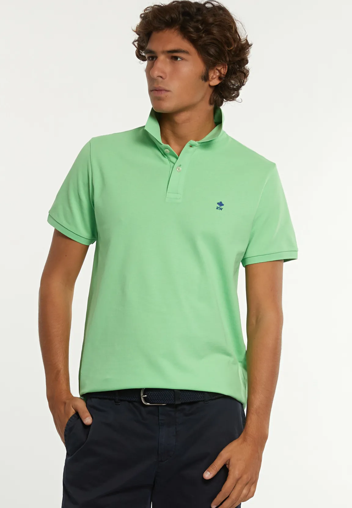 Hot River Woods Custom fit basic pima katoen polo lime -