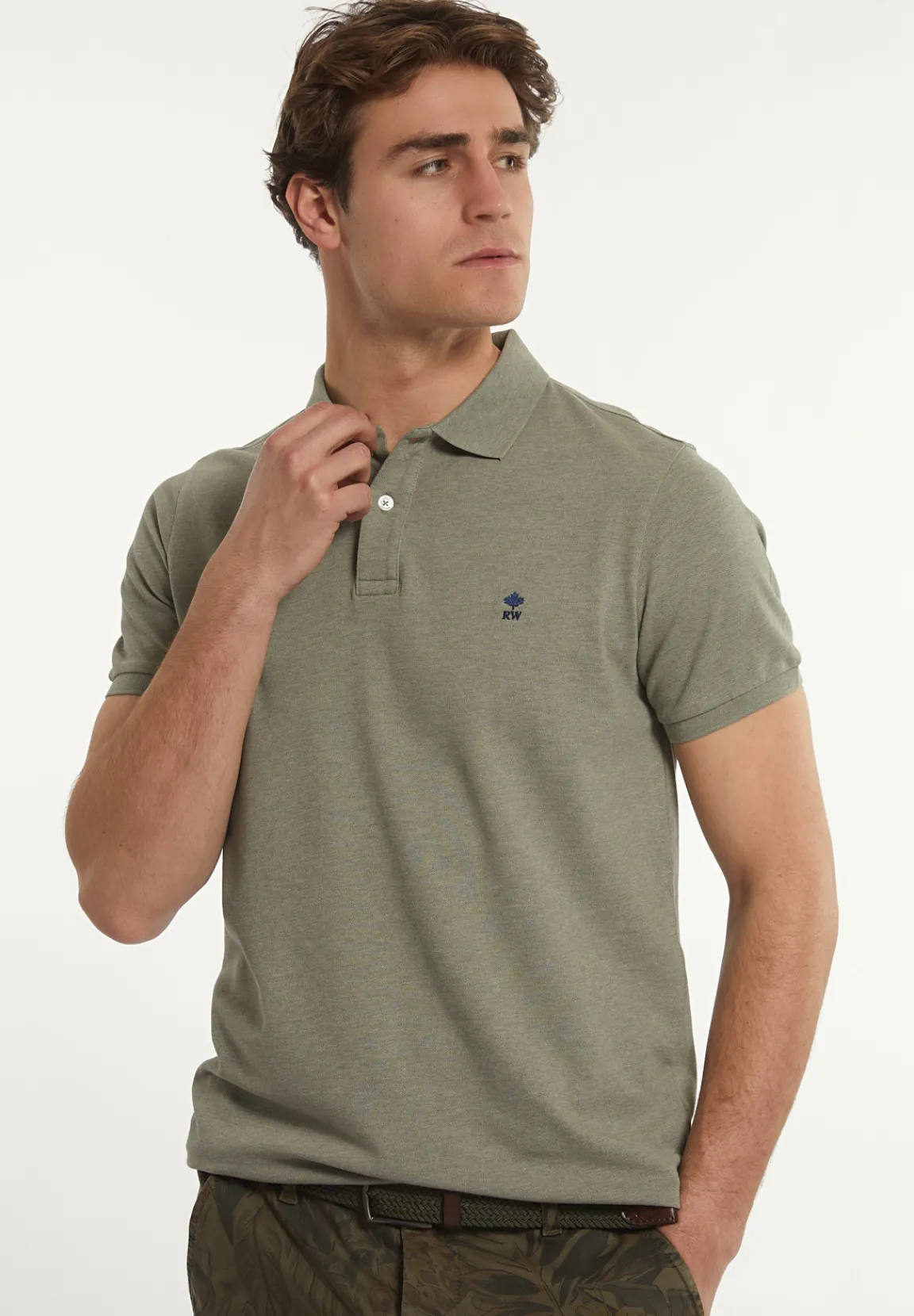 New River Woods Custom fit basic pima katoen polo jade mix -