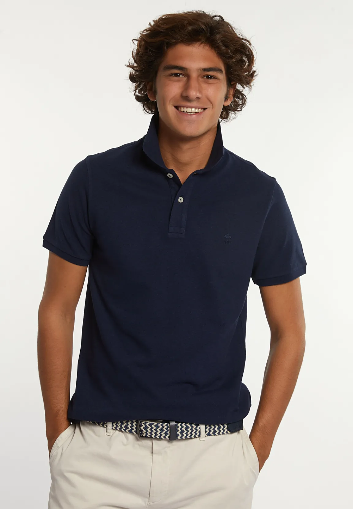 Outlet River Woods Custom fit basic pima katoen polo dk blue mix -