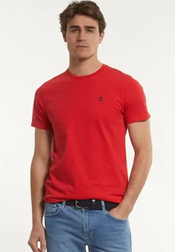 New River Woods Custom fit basic pima katoen T-shirt strawberry -