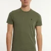 Outlet River Woods Custom fit basic pima katoen T-shirt olive mix -