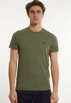 Outlet River Woods Custom fit basic pima katoen T-shirt olive mix -