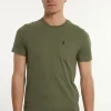 Discount River Woods Custom fit basic pima katoen T-shirt borstzak olive mix -
