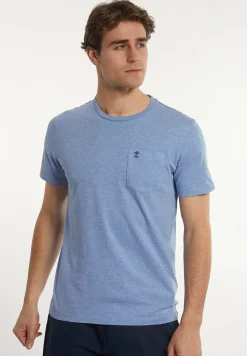 Clearance River Woods Custom fit basic pima katoen T-shirt borstzak oase mix -