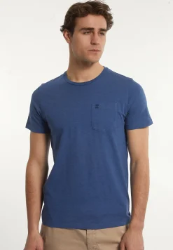 Best River Woods Custom fit basic pima katoen T-shirt borstzak denim mix -