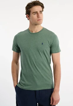 Best River Woods Custom fit basic pima katoen T-shirt opal green mix -