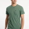 Online River Woods Custom fit basic pima katoen T-shirt borstzak opal green mix -