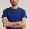 Outlet River Woods Custom fit basic pima katoen T-shirt ronde hals royal blue -