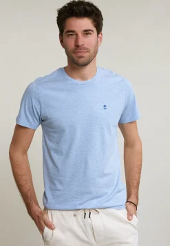 Clearance River Woods Custom fit basic pima katoen T-shirt ronde hals chambray mix -