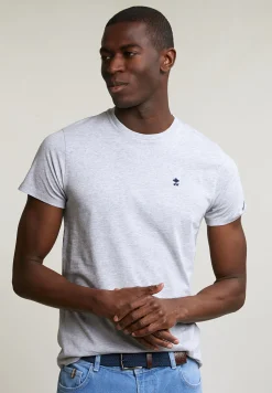 New River Woods Custom fit basic pima katoen T-shirt ronde hals oyster mix -