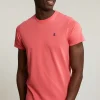 Hot River Woods Custom fit basic pima katoen T-shirt ronde hals lt sunset -