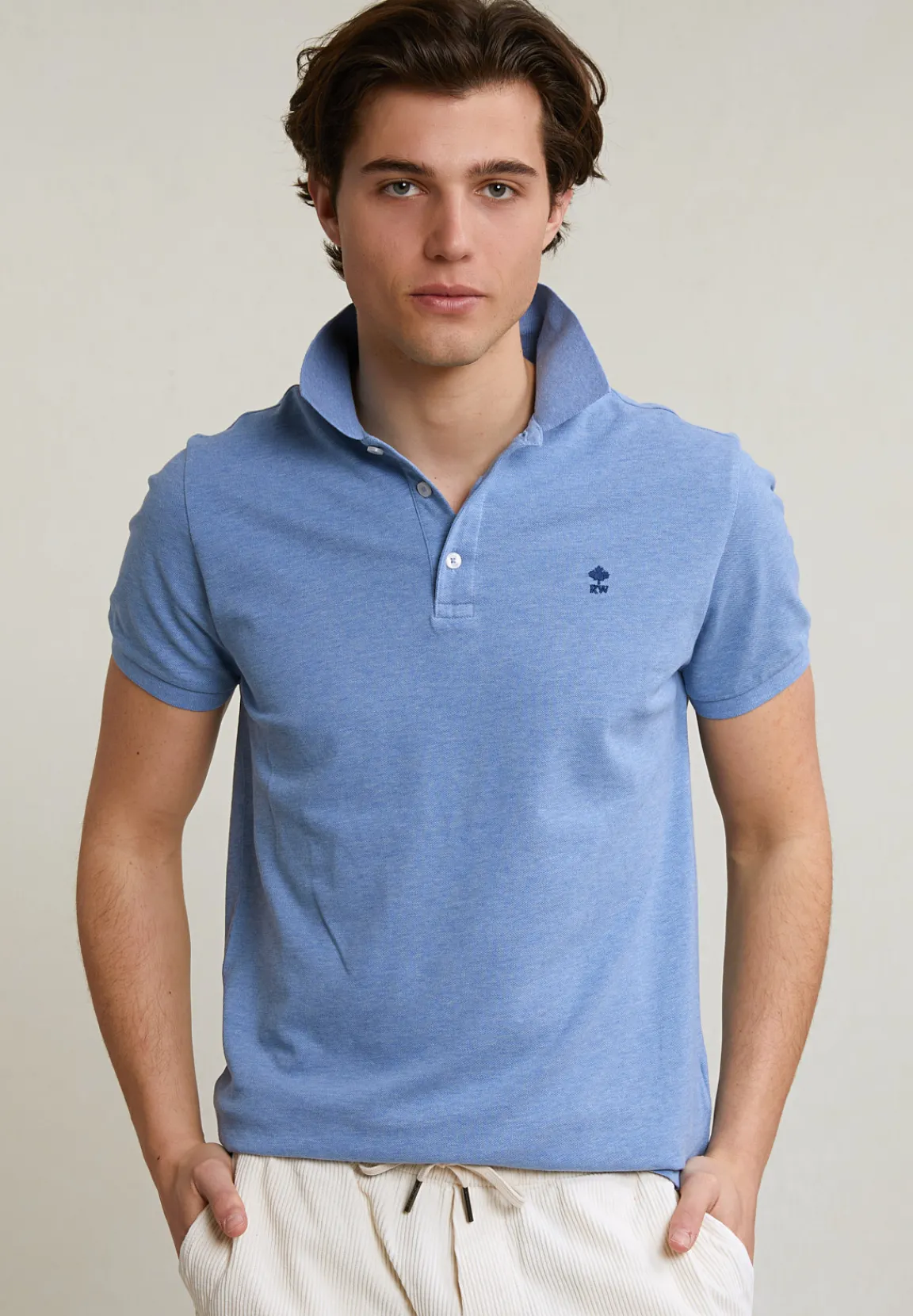 Outlet River Woods Custom fit basic pima katoen polo seashore mix -
