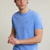 Sale River Woods Custom fit basic pima katoen T-shirt ronde hals lt caribbean blue -