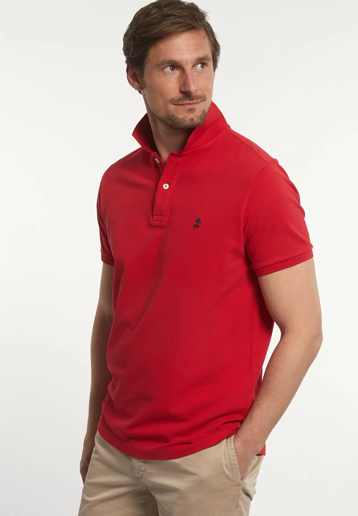 Outlet River Woods Custom fit basic pima katoen polo poppy red -