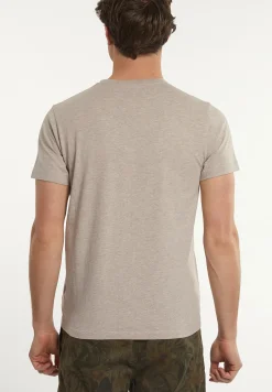 New River Woods Custom fit basic pima katoen T-shirt borstzak sand mix -