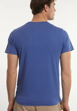 Best River Woods Custom fit basic pima katoen T-shirt borstzak perisian blue mix -