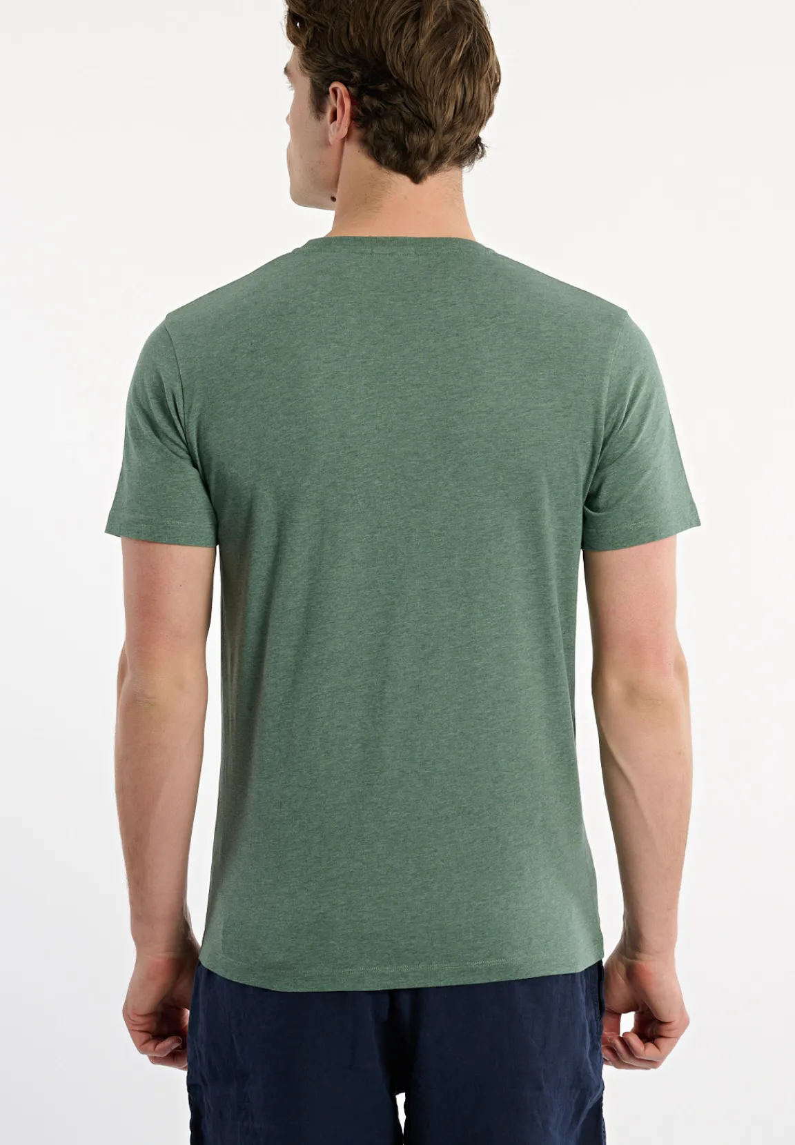 Best River Woods Custom fit basic pima katoen T-shirt opal green mix -
