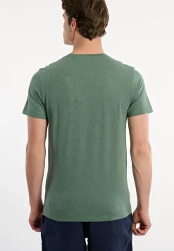 Online River Woods Custom fit basic pima katoen T-shirt borstzak opal green mix -