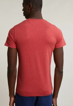 Hot River Woods Custom fit basic pima katoen T-shirt ronde hals scarlet mix -