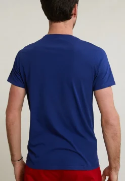 Outlet River Woods Custom fit basic pima katoen T-shirt ronde hals royal blue -