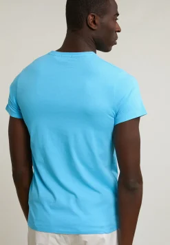 New River Woods Custom fit basic pima katoen T-shirt ronde hals acqua -