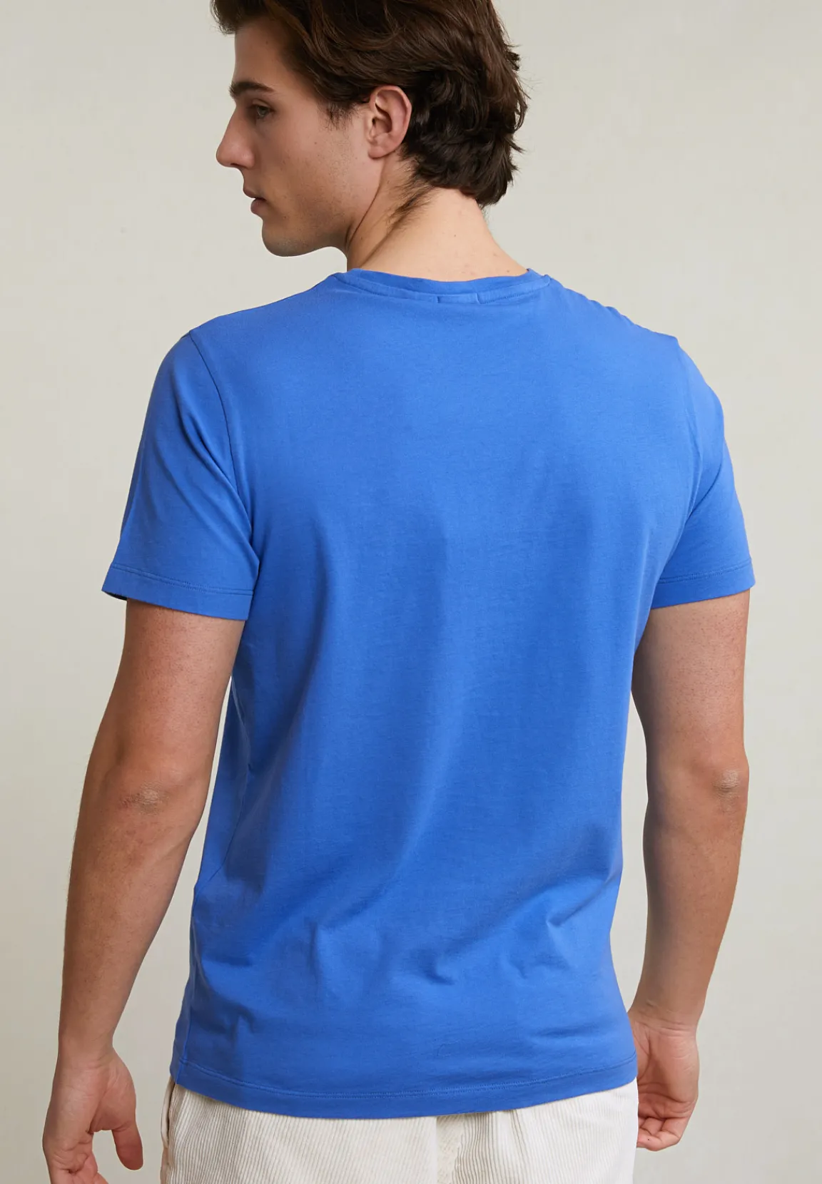 Best River Woods Custom fit basic pima katoen T-shirt ronde hals evening blue -