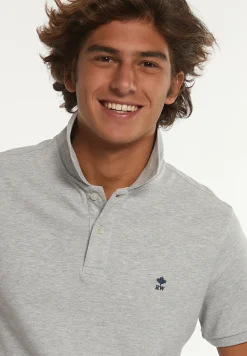 New River Woods Custom fit basic pima katoen polo lt grey mix -