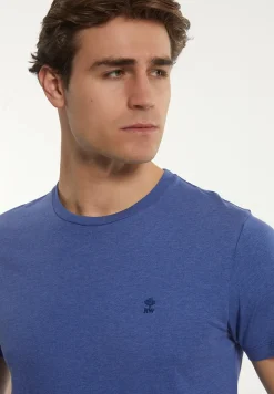 Best River Woods Custom fit basic pima katoen T-shirt persian blue mix -