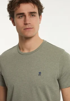 Sale River Woods Custom fit basic pima katoen T-shirt jade mix -