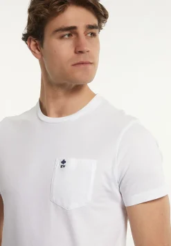 Hot River Woods Custom fit basic pima katoen T-shirt borstzak white -