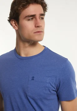 Best River Woods Custom fit basic pima katoen T-shirt borstzak perisian blue mix -