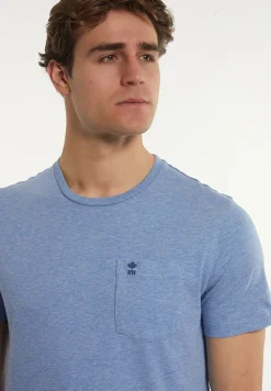 Clearance River Woods Custom fit basic pima katoen T-shirt borstzak oase mix -