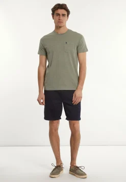 Sale River Woods Custom fit basic pima katoen T-shirt borstzak jade mix -