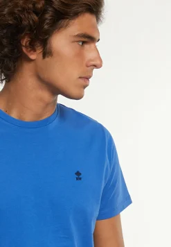 Outlet River Woods Custom fit basic pima katoen T-shirt cobalt -