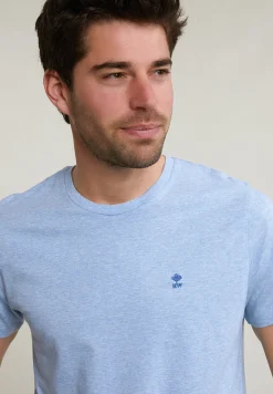Clearance River Woods Custom fit basic pima katoen T-shirt ronde hals chambray mix -