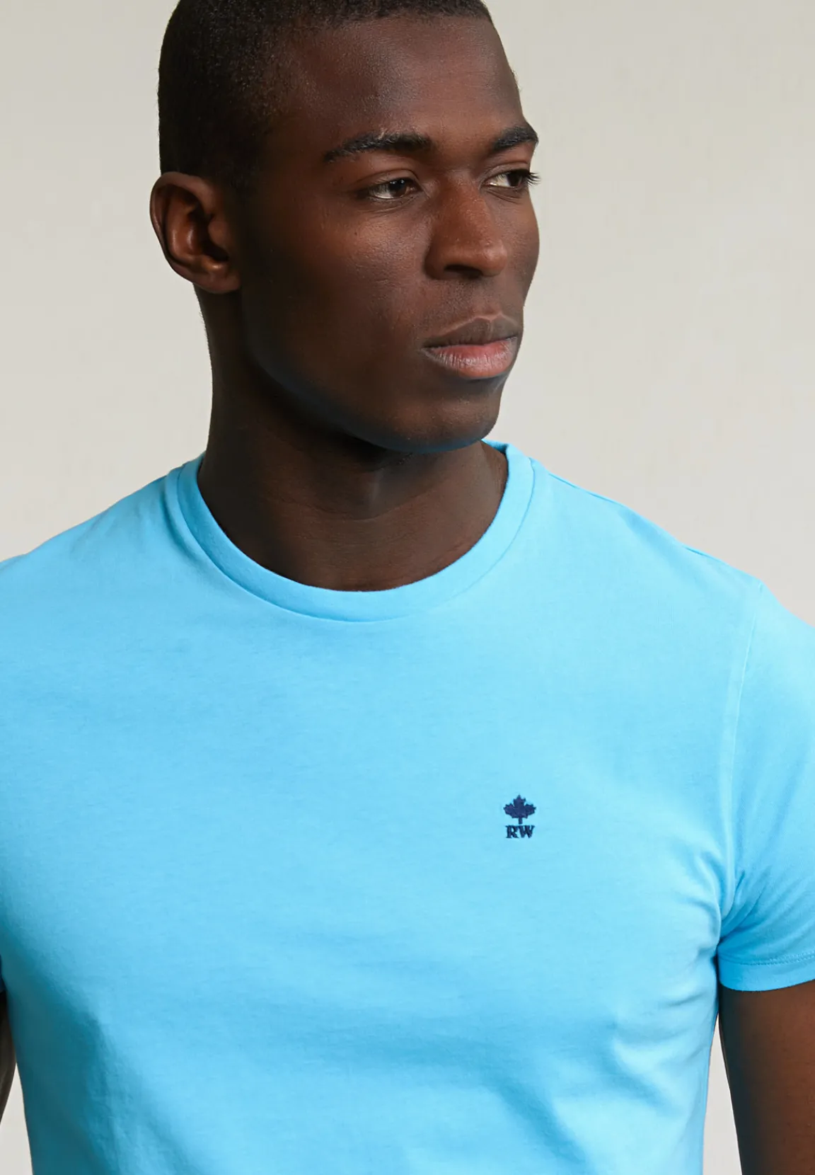 New River Woods Custom fit basic pima katoen T-shirt ronde hals acqua -