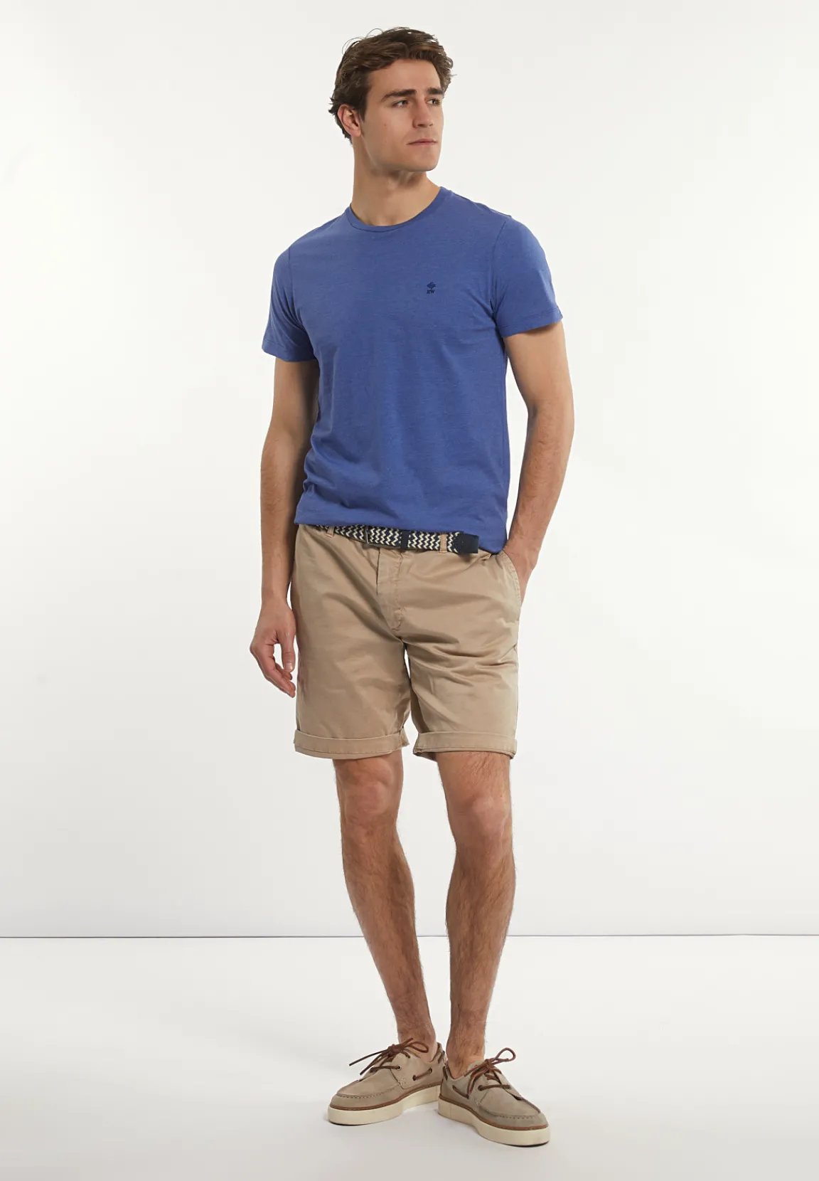 Best River Woods Custom fit basic pima katoen T-shirt persian blue mix -
