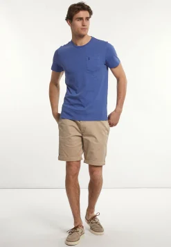 Best River Woods Custom fit basic pima katoen T-shirt borstzak perisian blue mix -