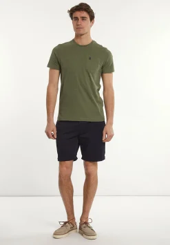Discount River Woods Custom fit basic pima katoen T-shirt borstzak olive mix -