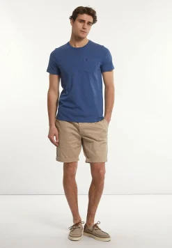 Best River Woods Custom fit basic pima katoen T-shirt borstzak denim mix -