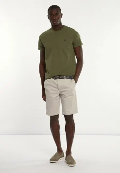 Sale River Woods Custom fit basic pima katoen T-shirt olijfgroen -