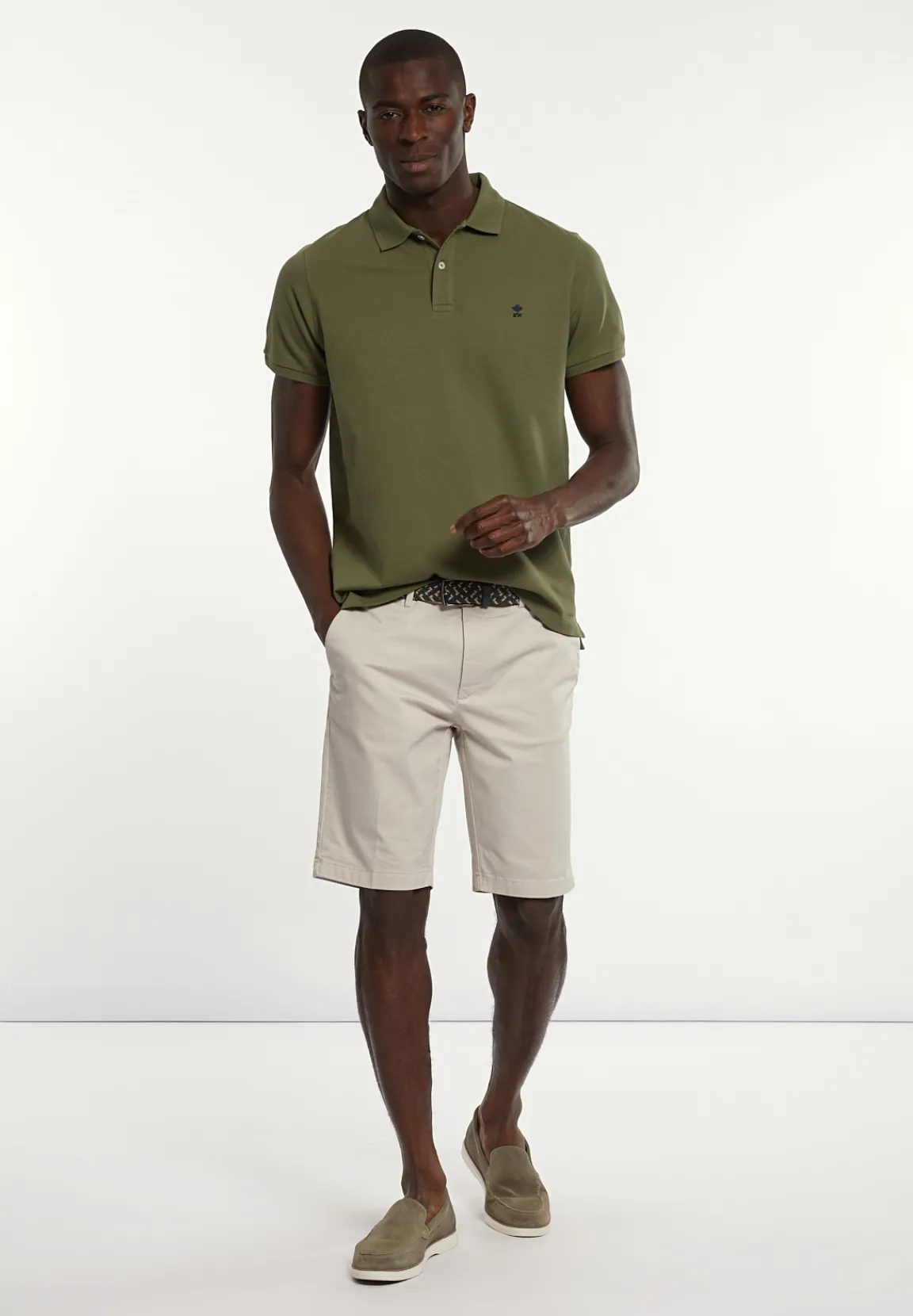 Discount River Woods Custom fit basic pima katoen polo olijfgroen -