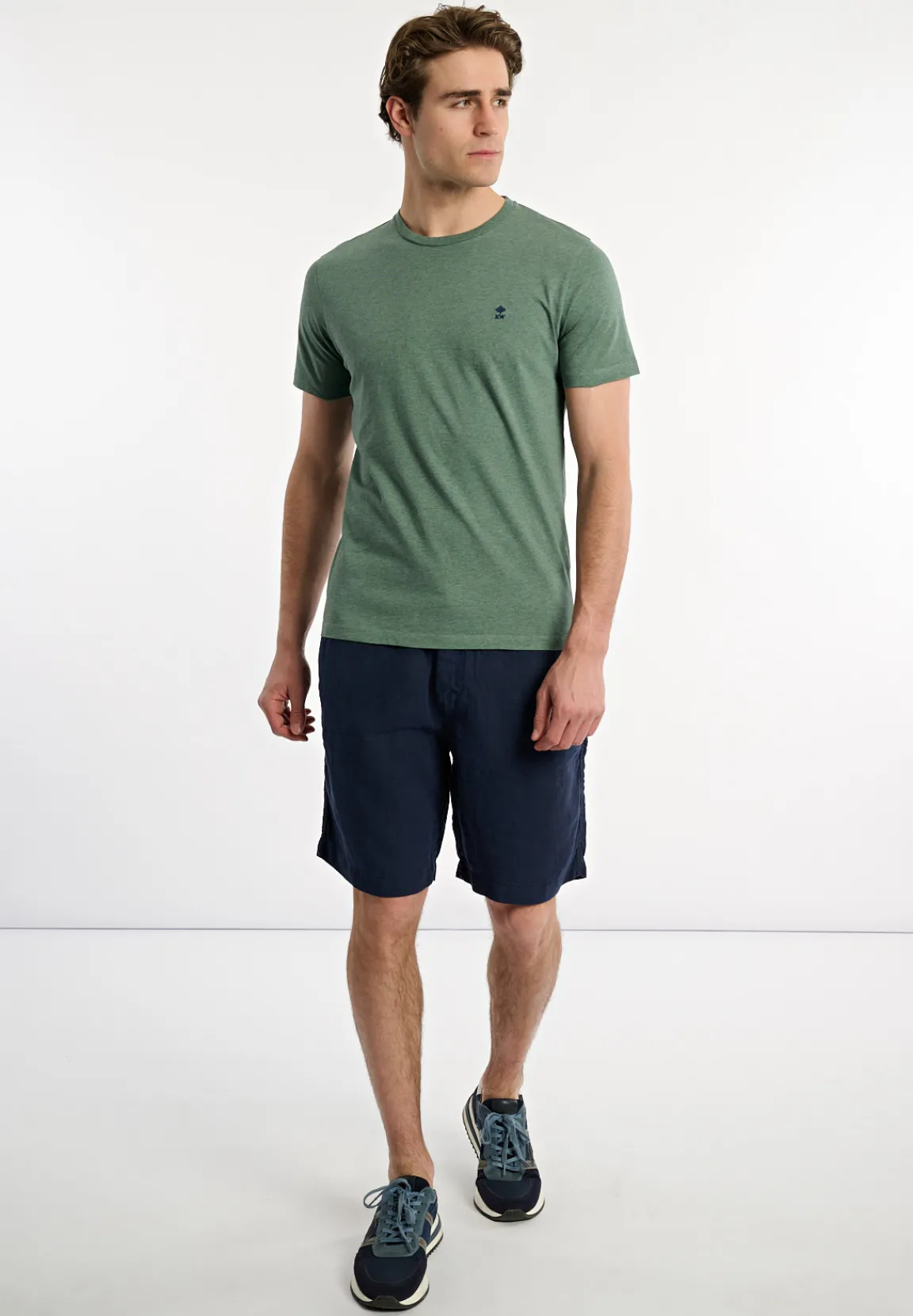 Best River Woods Custom fit basic pima katoen T-shirt opal green mix -