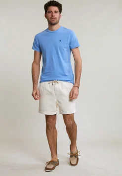Outlet River Woods Custom fit basic pima katoen T-shirt ronde hals sky -