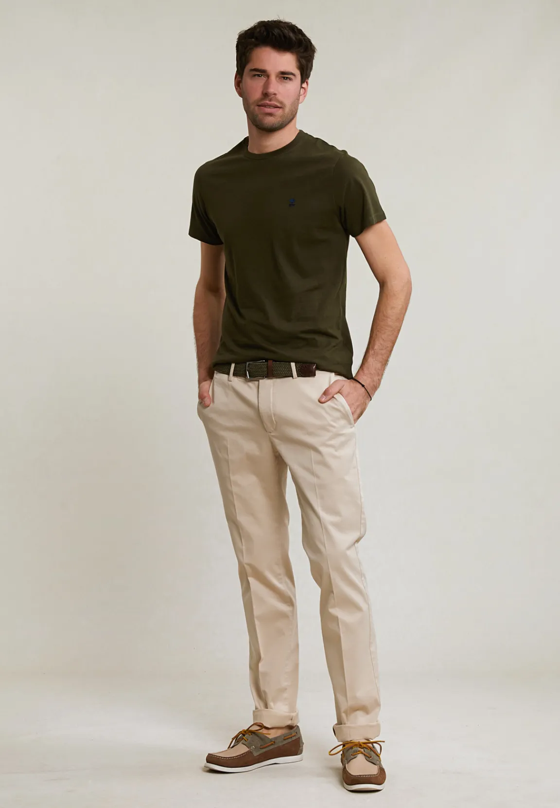 New River Woods Custom fit basic pima katoen T-shirt ronde hals forest mix -