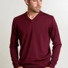 Hot River Woods Custom fit basic trui met V-hals in rood -
